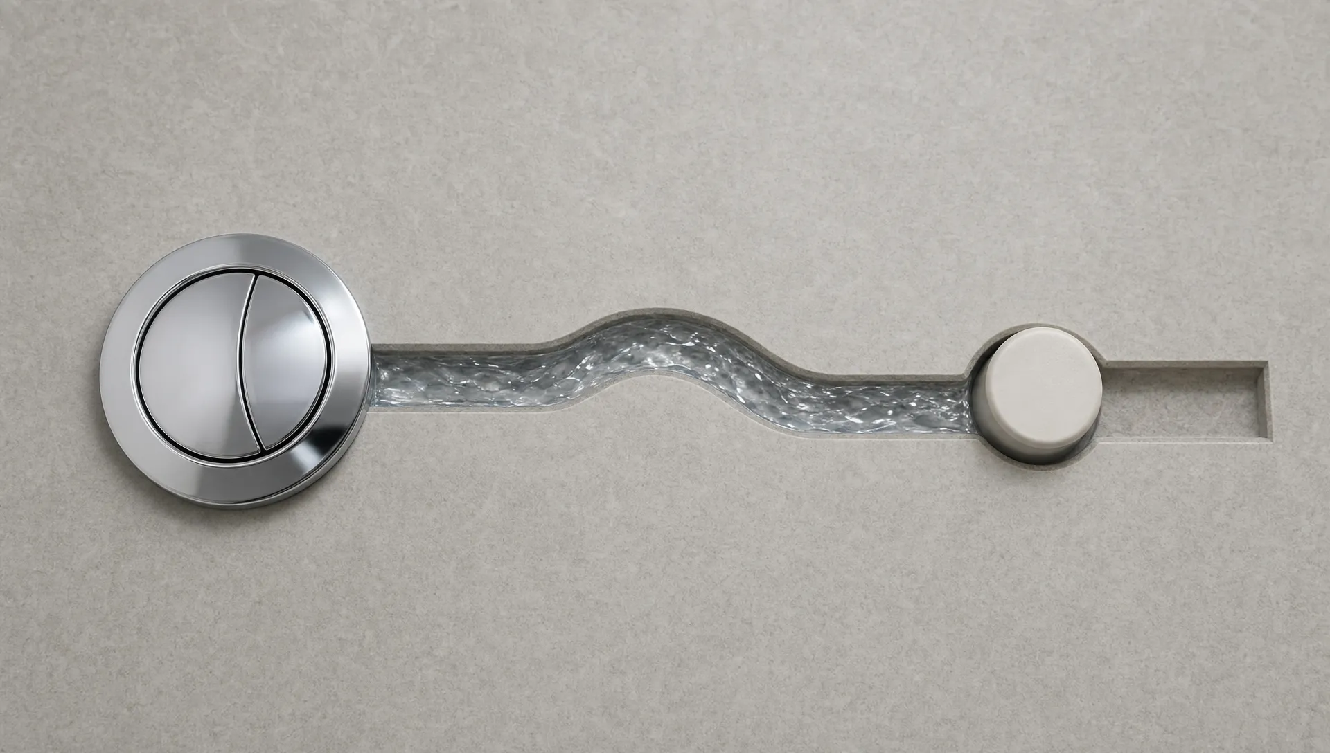 A toilet flush button graphic highlights the idea of a blocked or weak flush.